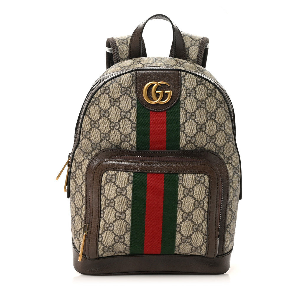 GG Supreme Monogram Calfskin Web Small Ophidia Day Backpack Beige Ebony New Acero