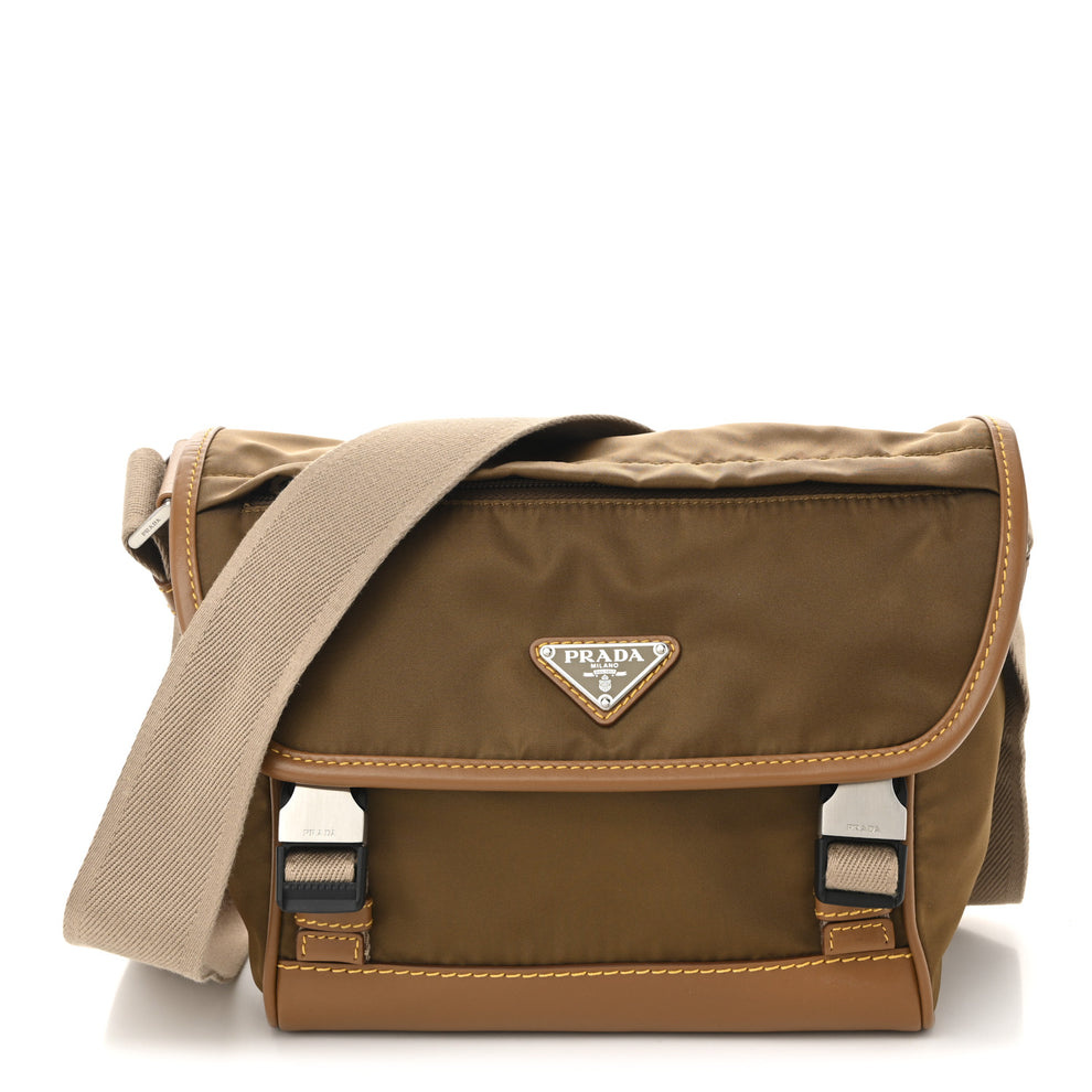 Re-Nylon Nappa Triangle Medium Shoulder Bag Cocoa