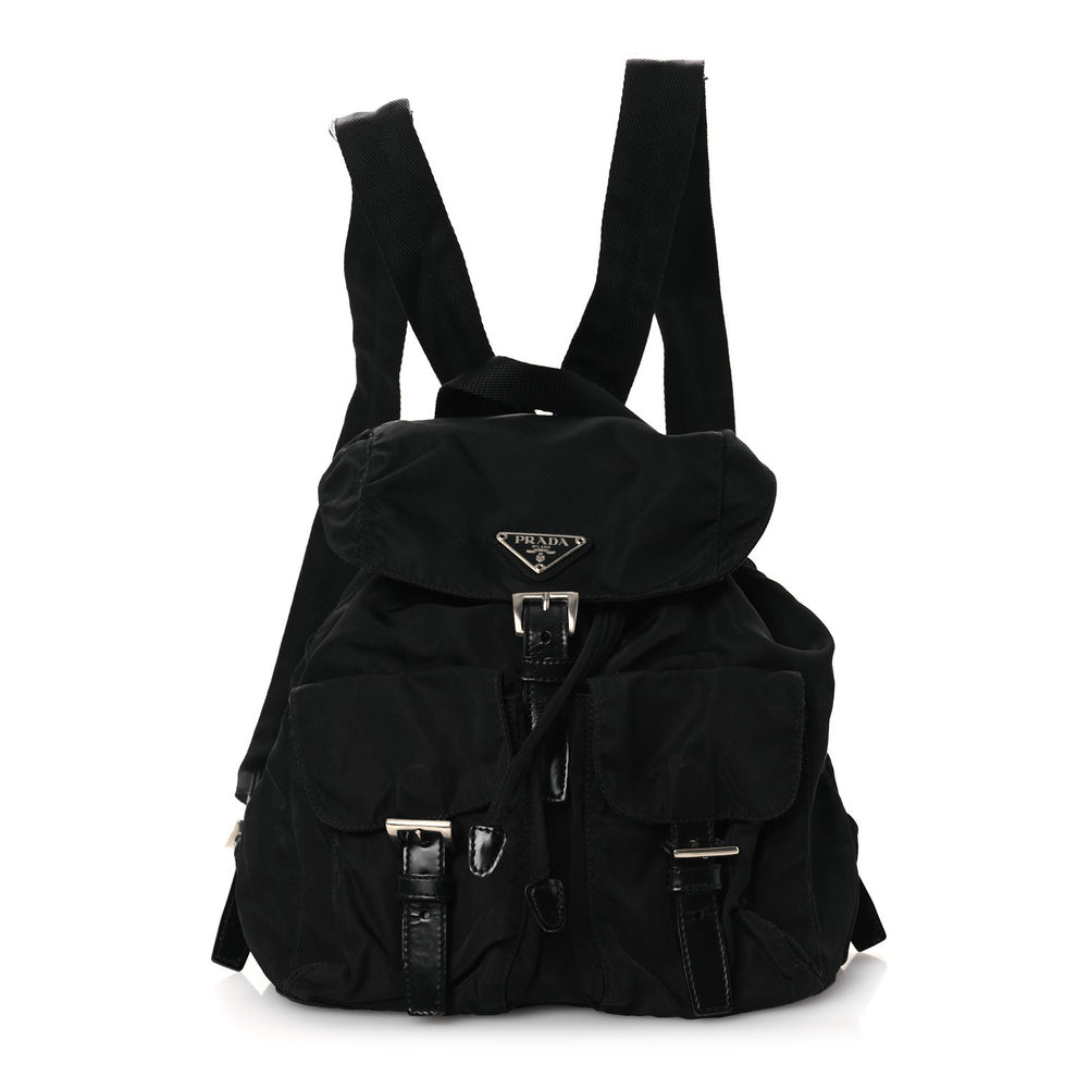 Tessuto Nylon Saffiano Small Backpack Black