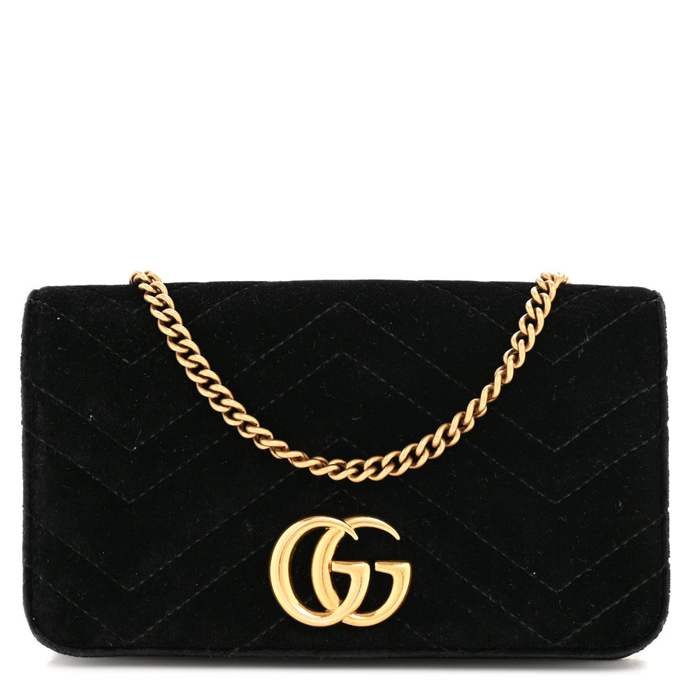 Velvet Matelasse GG Marmont Mini Bag Black
