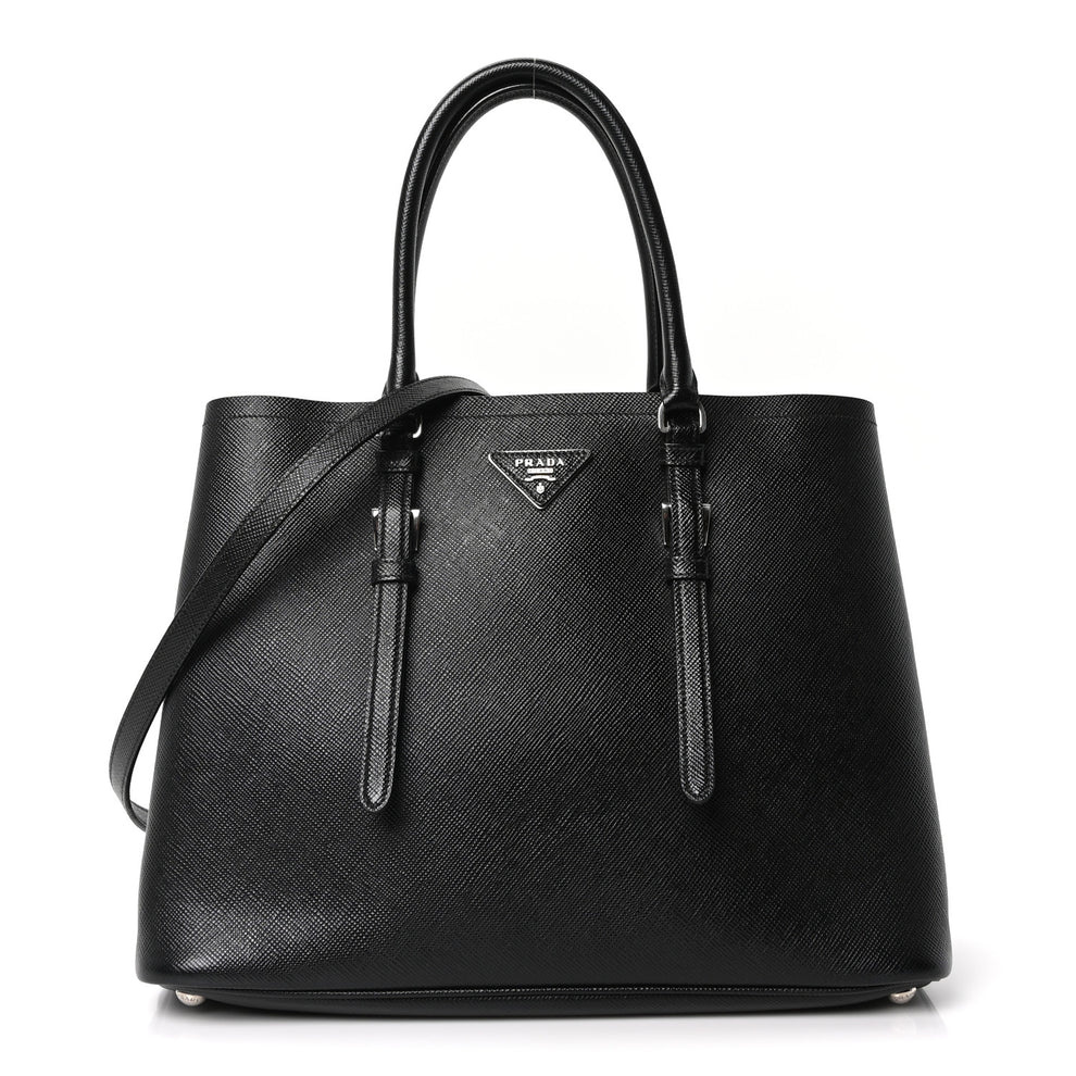 Saffiano Cuir Medium Double Handle Tote Black