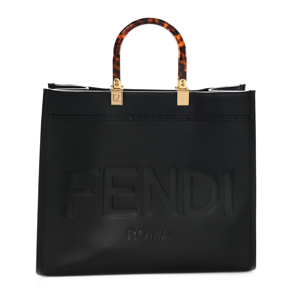 Vitello King Plexiglass Medium Fendi Sunshine Shopper Tote Black