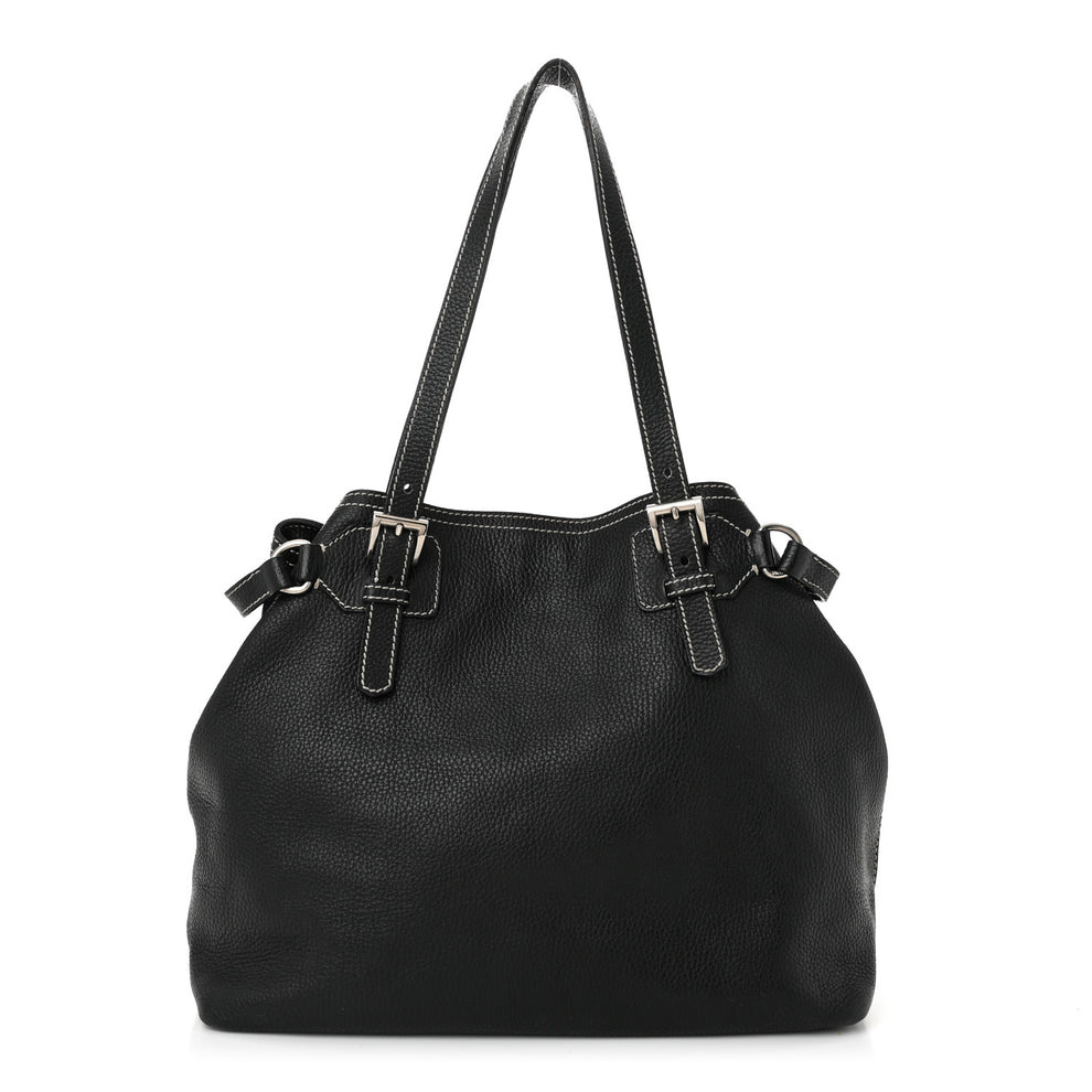 Vitello Daino Shoulder Bag Black