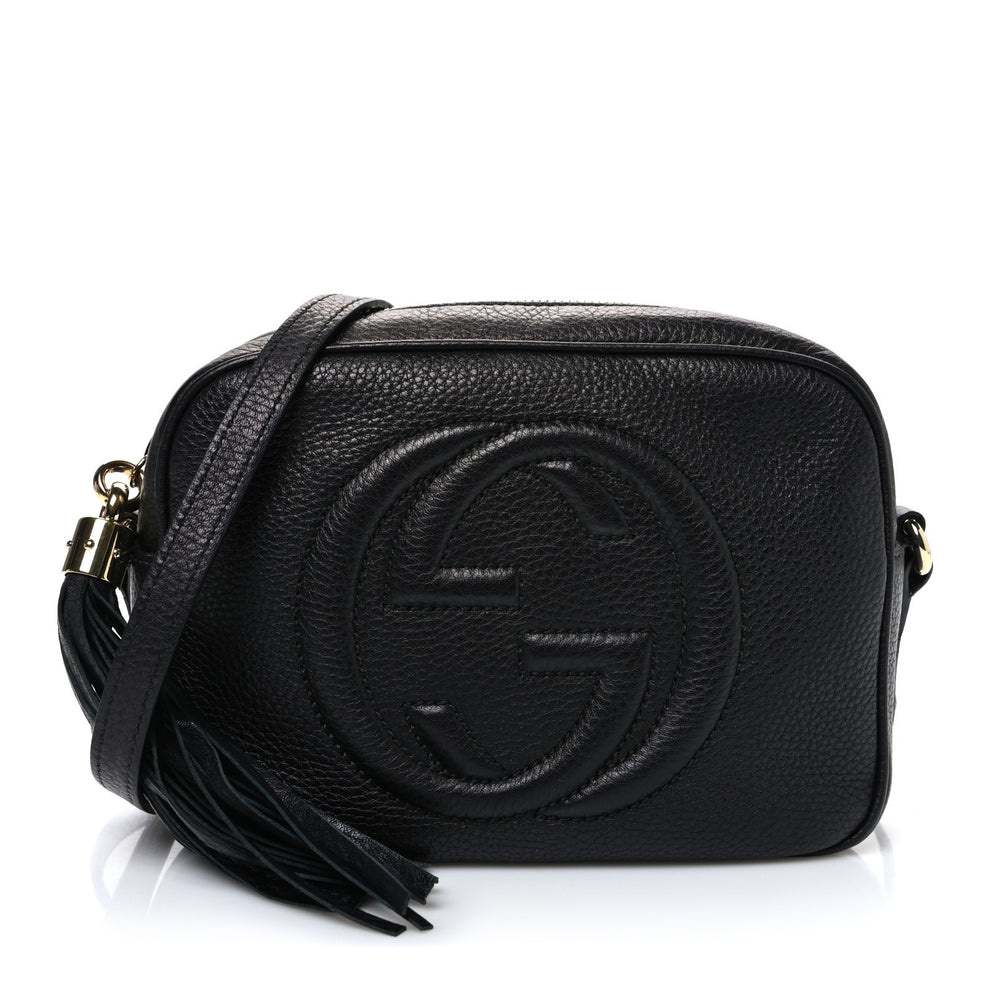 Pebbled Calfskin Small Soho Disco Bag Black