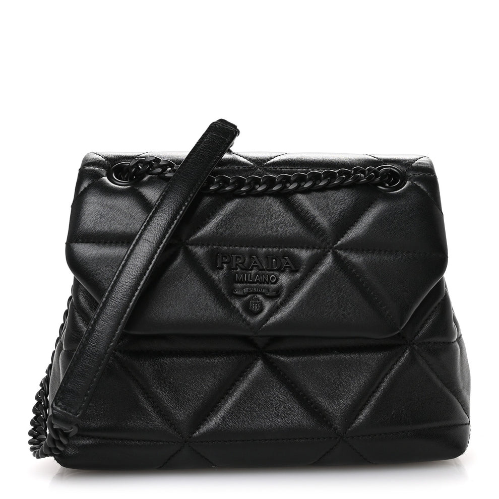 Nappa Triangle Stitched Small Spectrum Bag Black