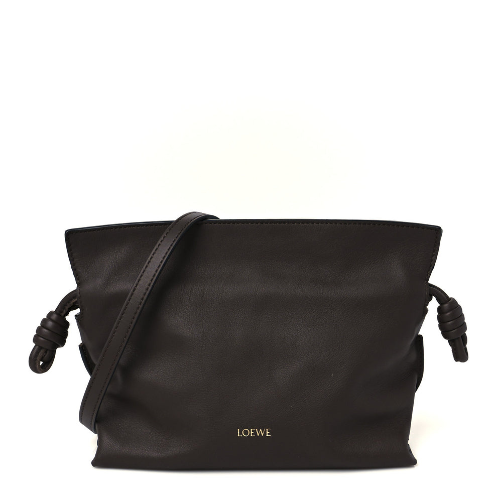 Calfskin Mini Flamenco Knot Clutch Chocolate