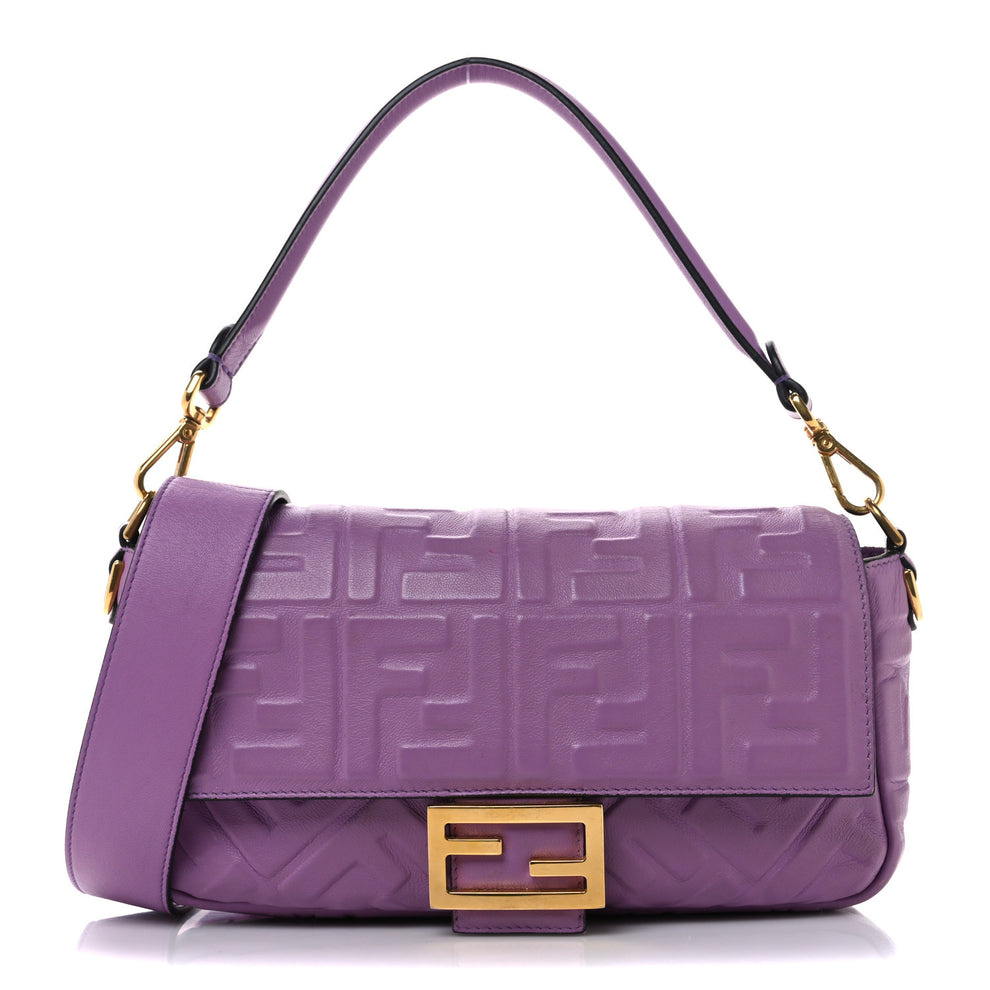 Nappa FF 1974 Embossed Baguette Agapanto