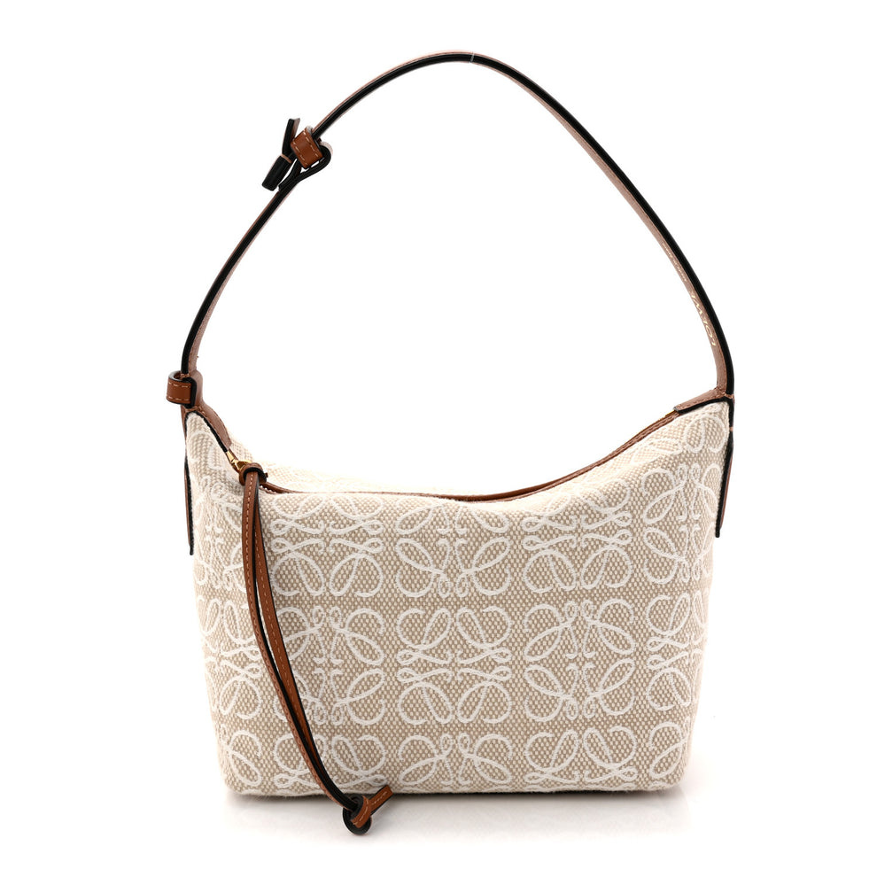 Jacquard Anagram Calfskin Small Cubi Bag Ecru Tan