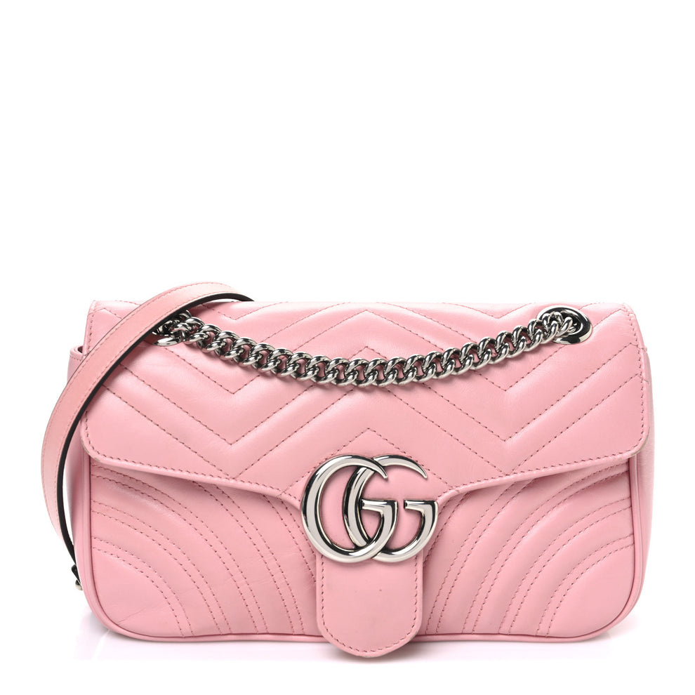 Calfskin Matelasse Small GG Marmont Shoulder Bag Wild Rose