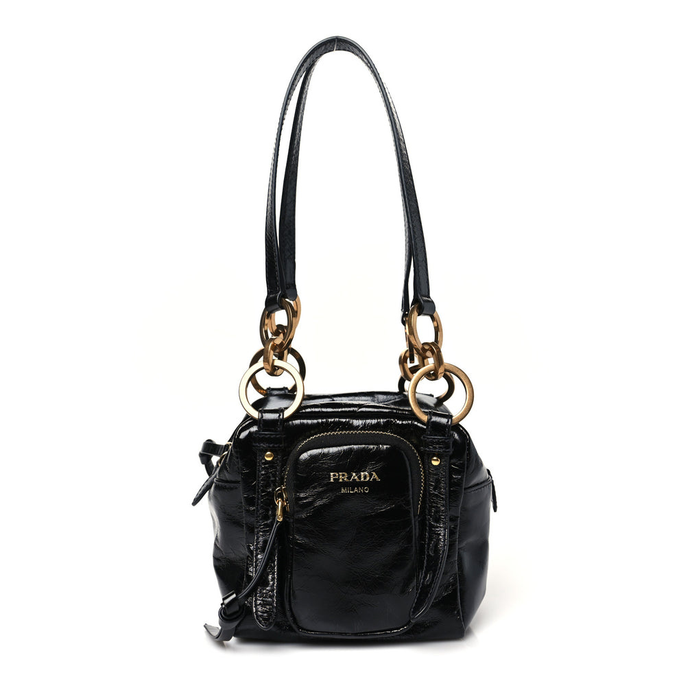 Soft Lux Calfskin Mini Dangle Top Handle Bag Black
