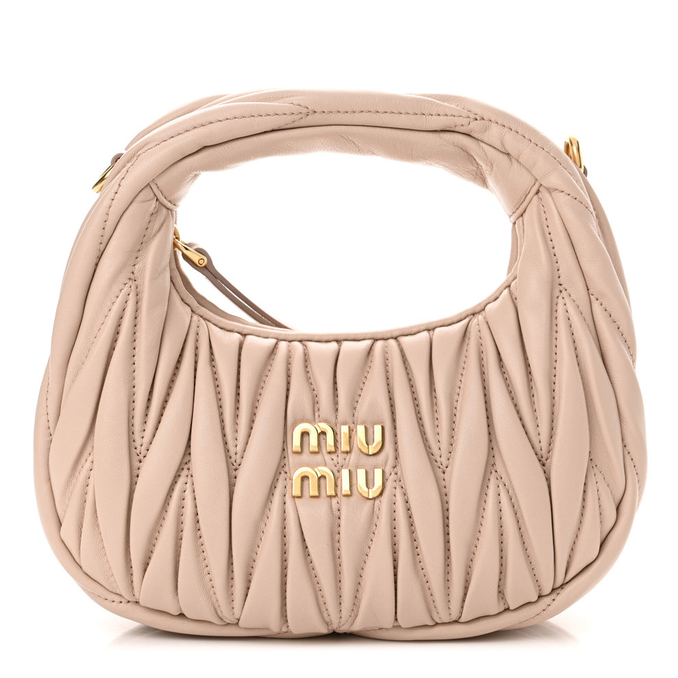 Nappa Matelasse Mini Wander Hobo Cipria