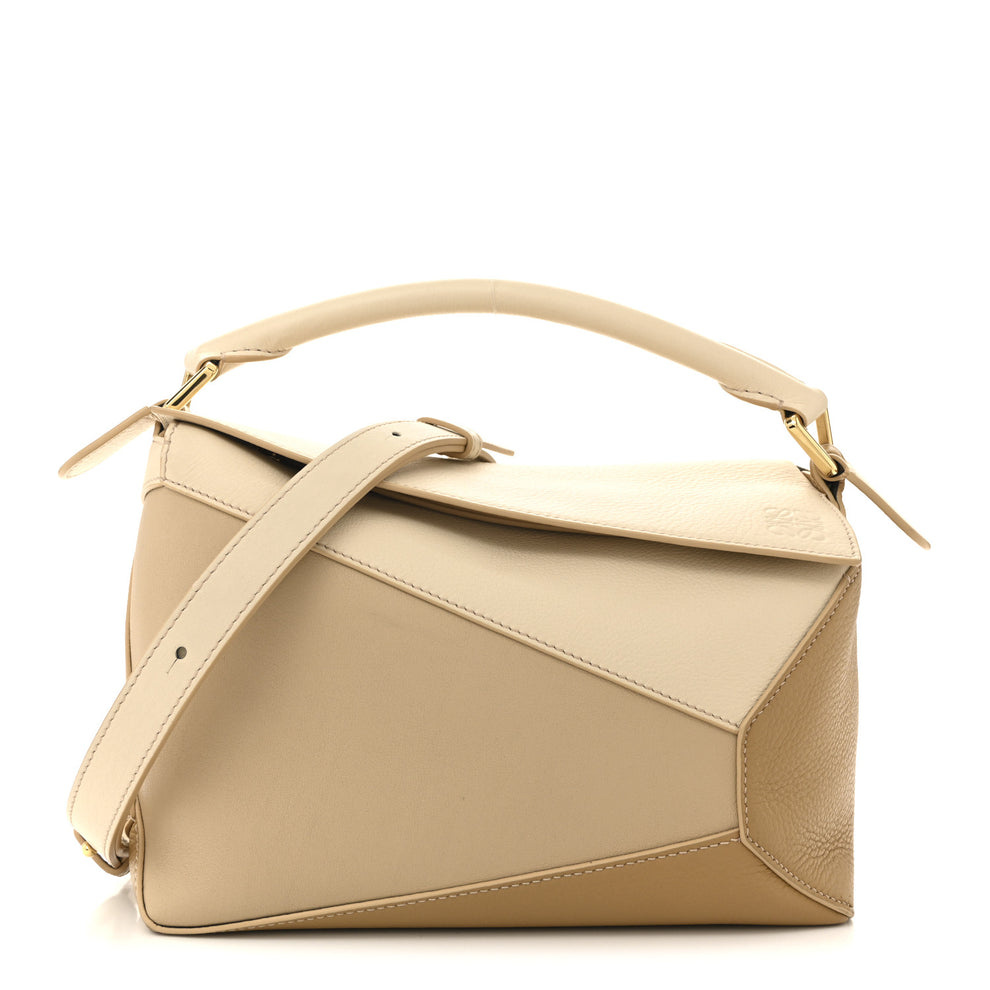 Calfskin Small Puzzle Edge Bag Angora Beige