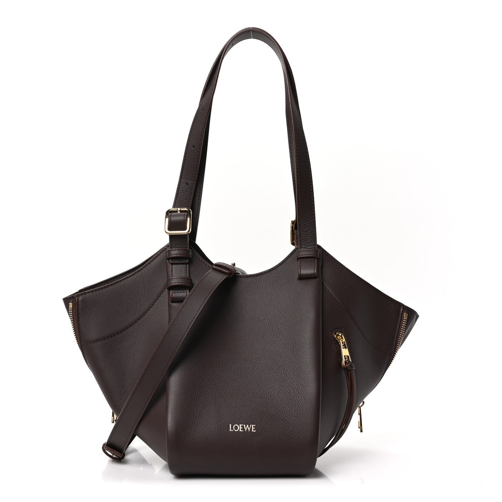 Classic Calfskin Hammock Flip Tote Dark Chestnut