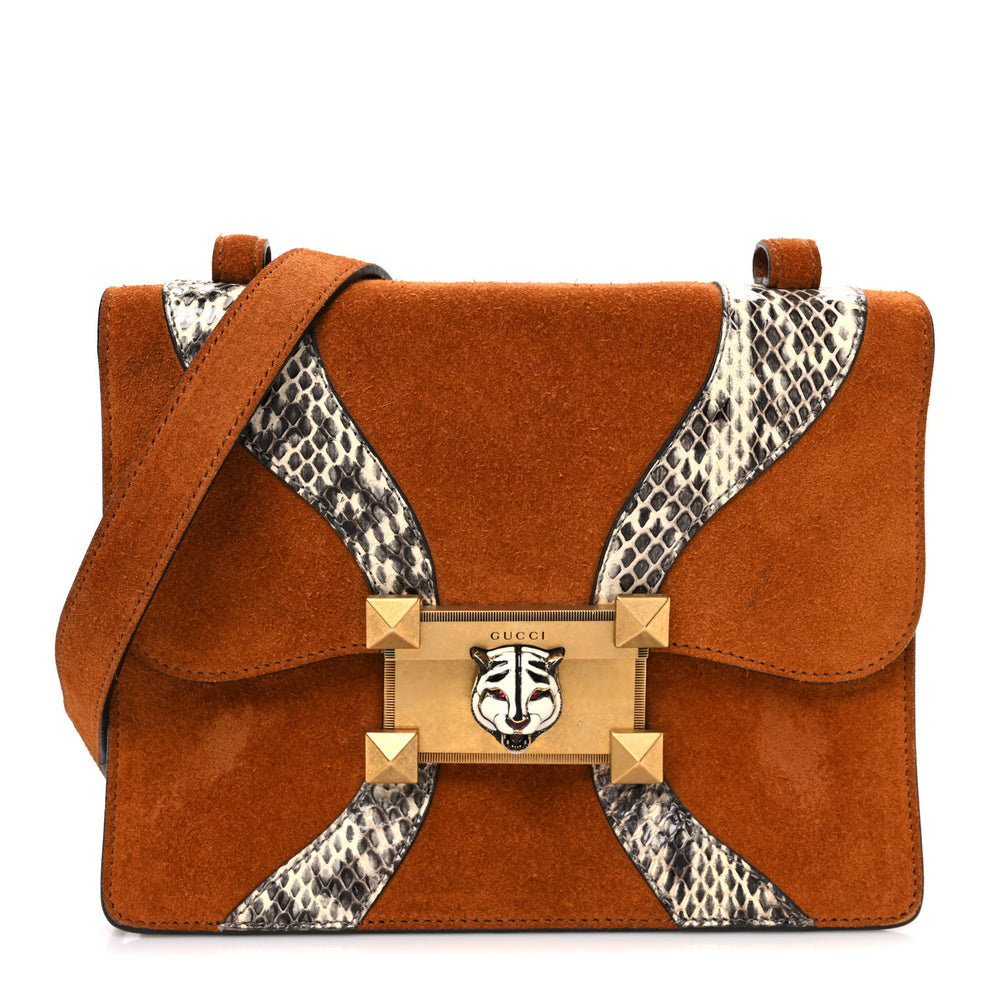 Snakeskin Suede Osiride Shoulder Bag Bright Cuir