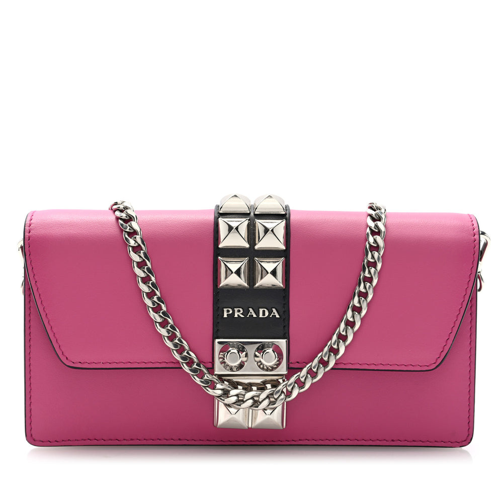 City Calfskin Studded Mini Elektra Crossbody Bag Fuchsia Black