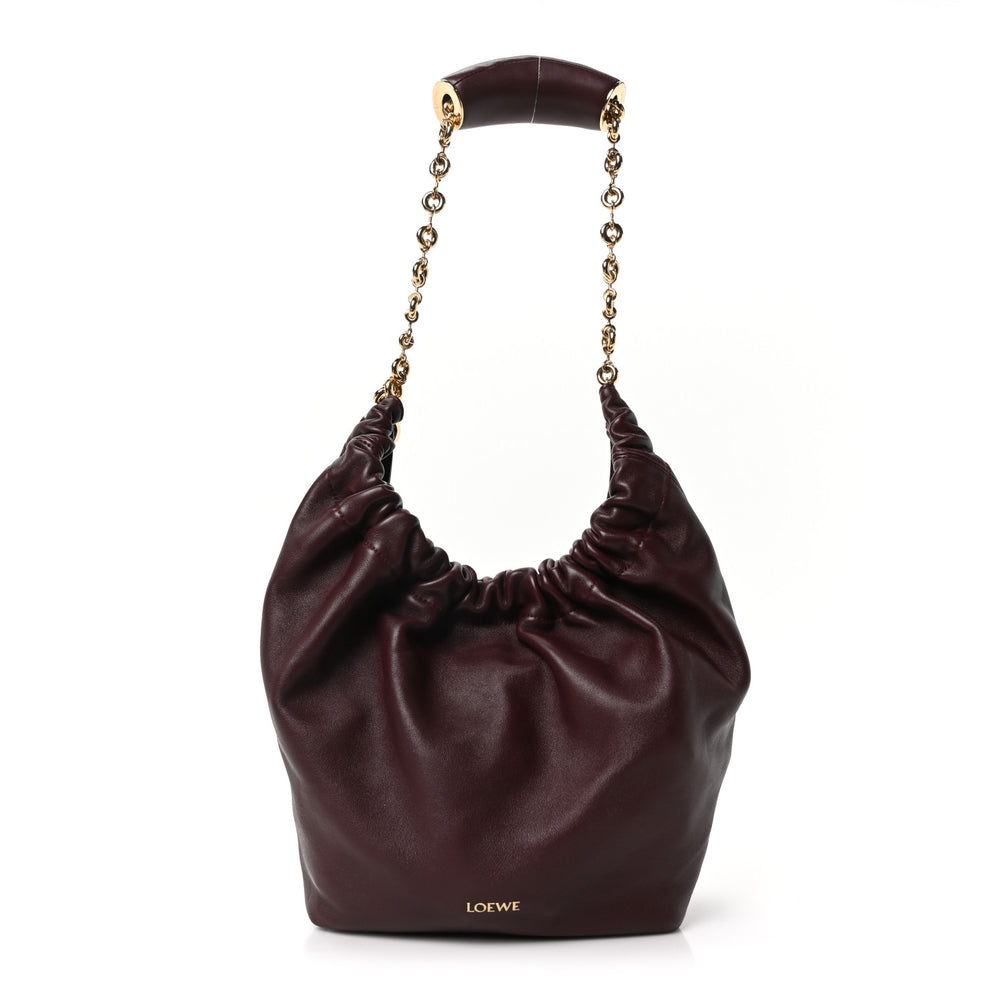 Buttery Nappa Lambskin Small Squeeze Bag Dark Burgundy