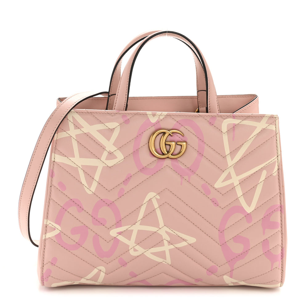 Calfskin Matelasse GucciGhost Small GG Marmont Tote Perfect Pink Rosa Ivory