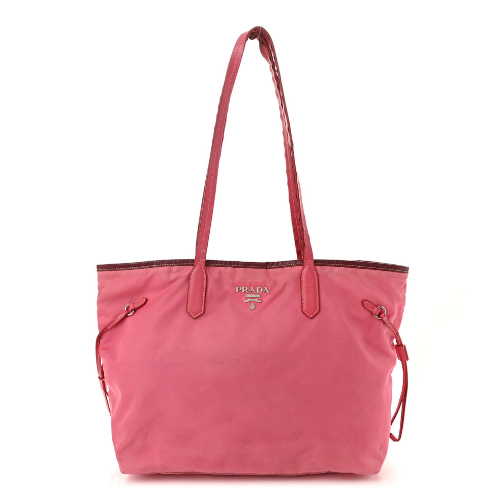 Tessuto Nylon Saffiano Shopping Tote Begonia