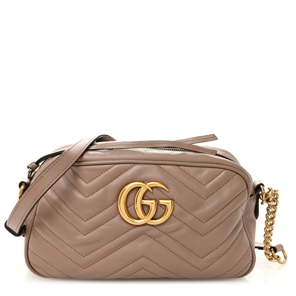 Calfskin Matelasse Small GG Marmont Chain Shoulder Bag Porcelain Rose