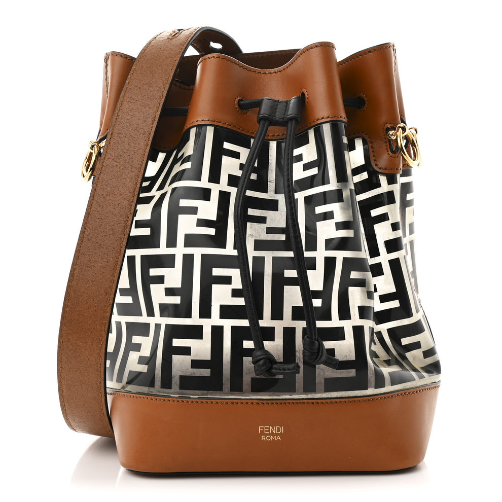 TPU FF Vitello Aura F is Fendi Grande Mon Tresor Bucket Bag Black Cuoio