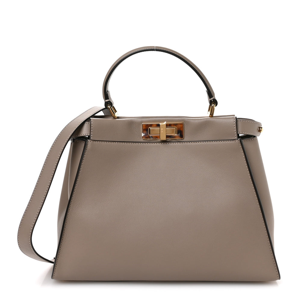 Vitello Seta Plexiglass Tortoise Medium Peekaboo Iconic Satchel Tortora