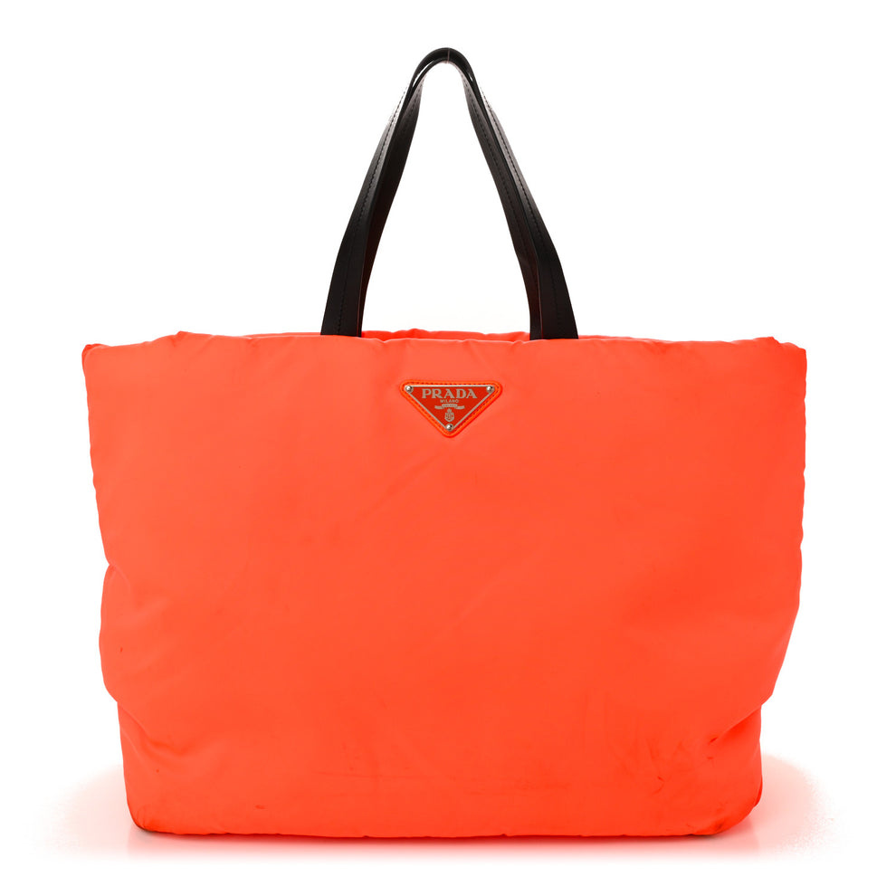 Tessuto Nylon Soft Padded Medium Shopping Tote Arancio Fluo