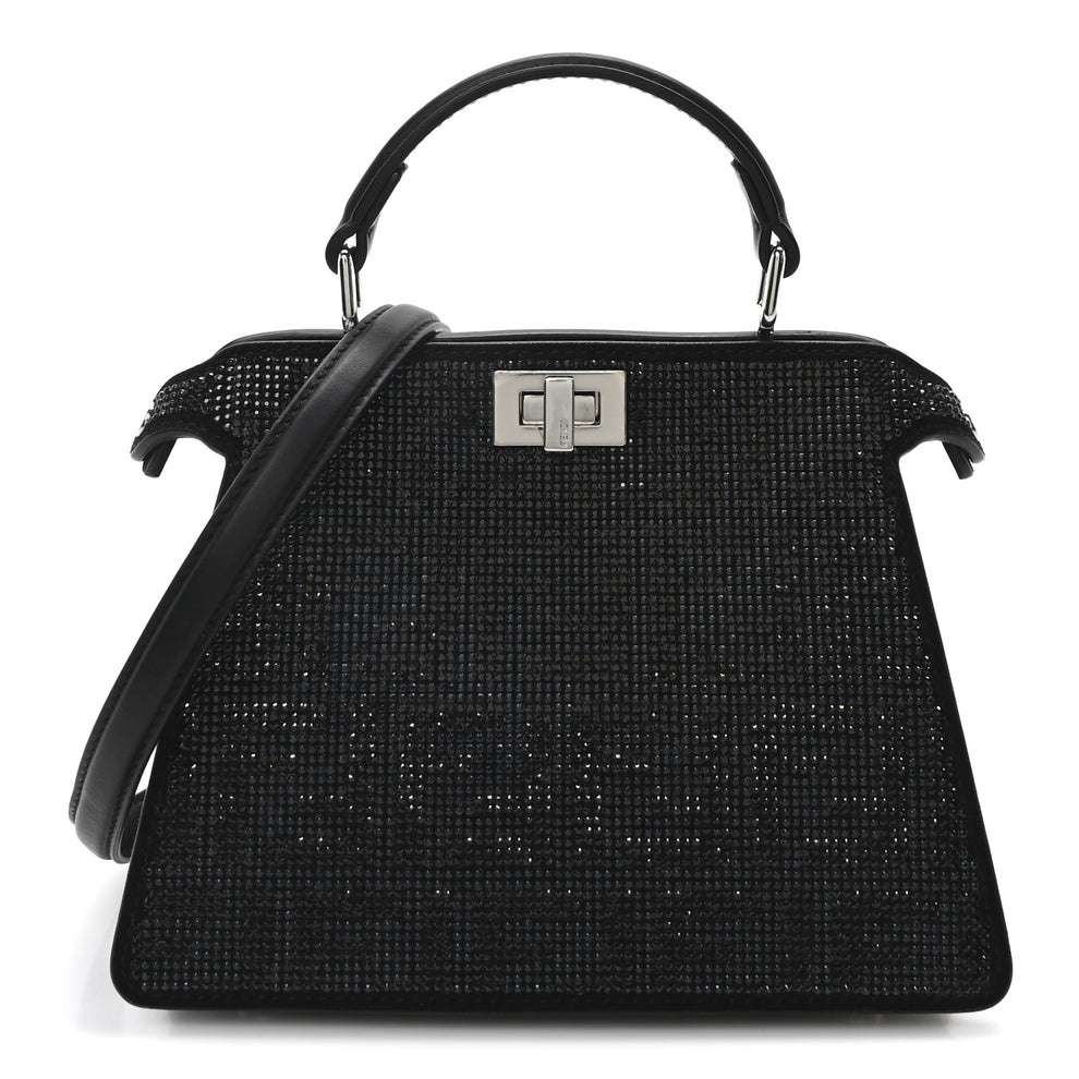Crystal Shiny Nappa FF Petite Peekaboo I SEE U Satchel Black