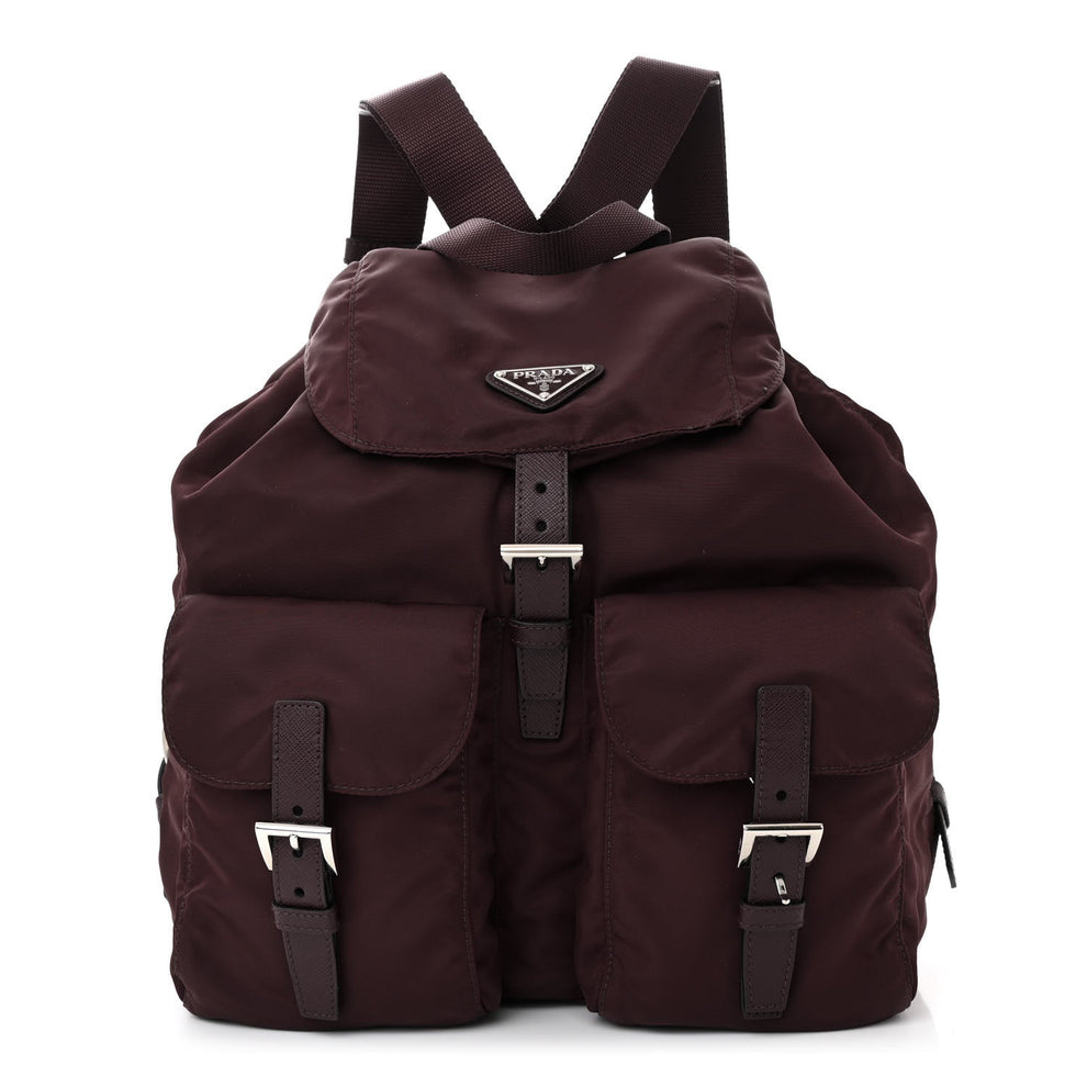 Tessuto Nylon Saffiano Vela Medium Backpack Bordeaux