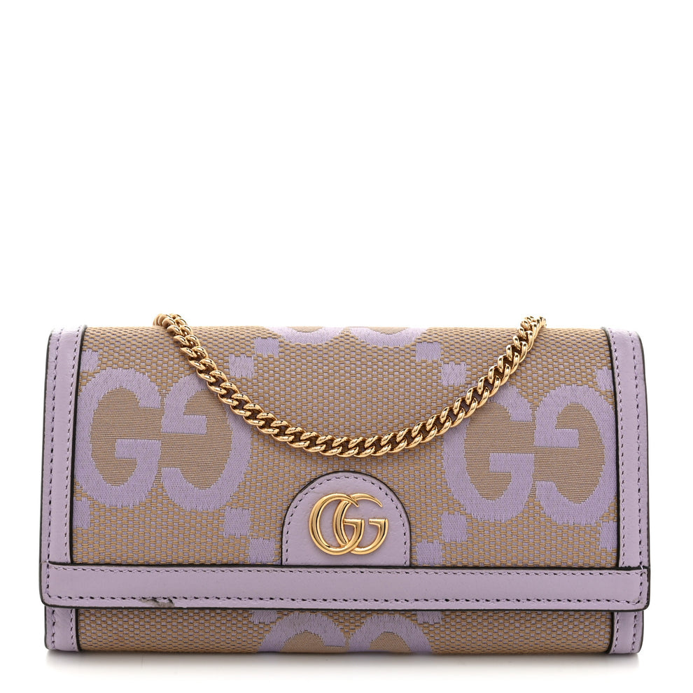 Monogram Jumbo GG Textured Dollar Calfskin Ophidia Continental Wallet On Chain Beige Lapis