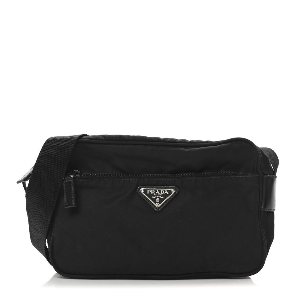 Tessuto Nylon Triangle Shoulder Bag Black