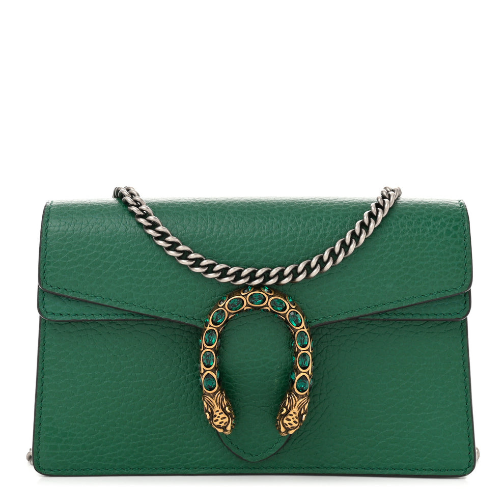 Dollar Calfskin Crystal Super Mini Dionysus Shoulder Bag Emerald