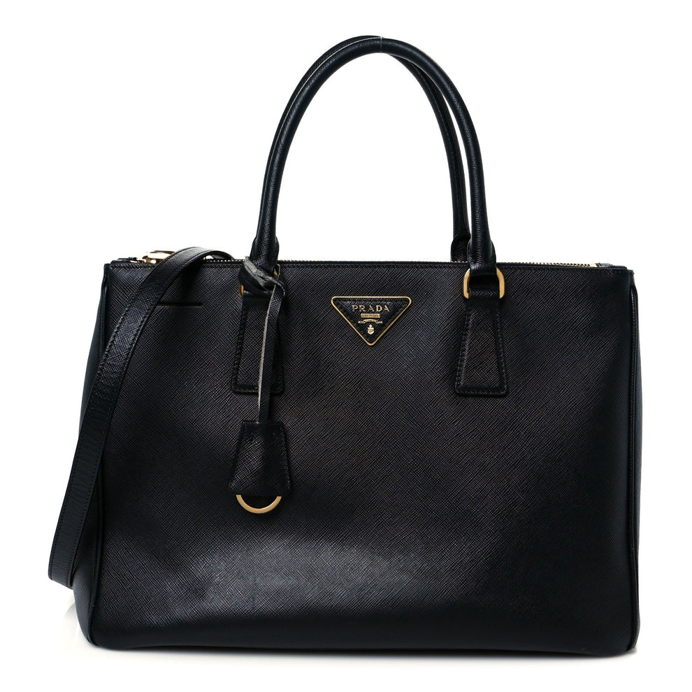Saffiano Medium Galleria Double Zip Tote Black