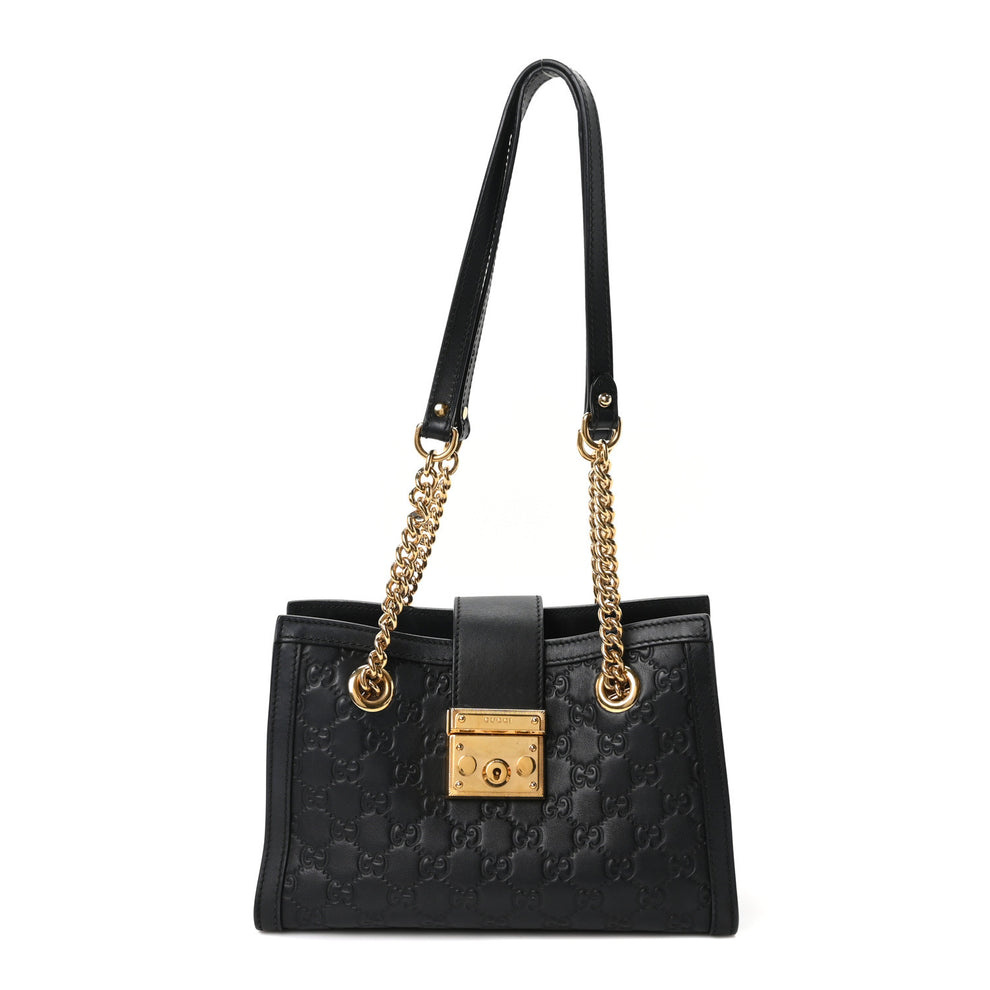 Guccissima Small Padlock Tote Black