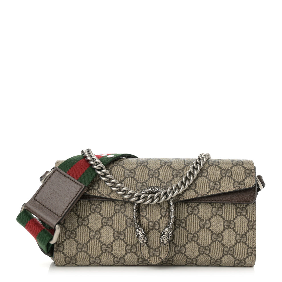 GG Supreme Web Monogram Textured Dollar Calfskin Dionysus Small Shoulder Bag Beige Ebony New Acero