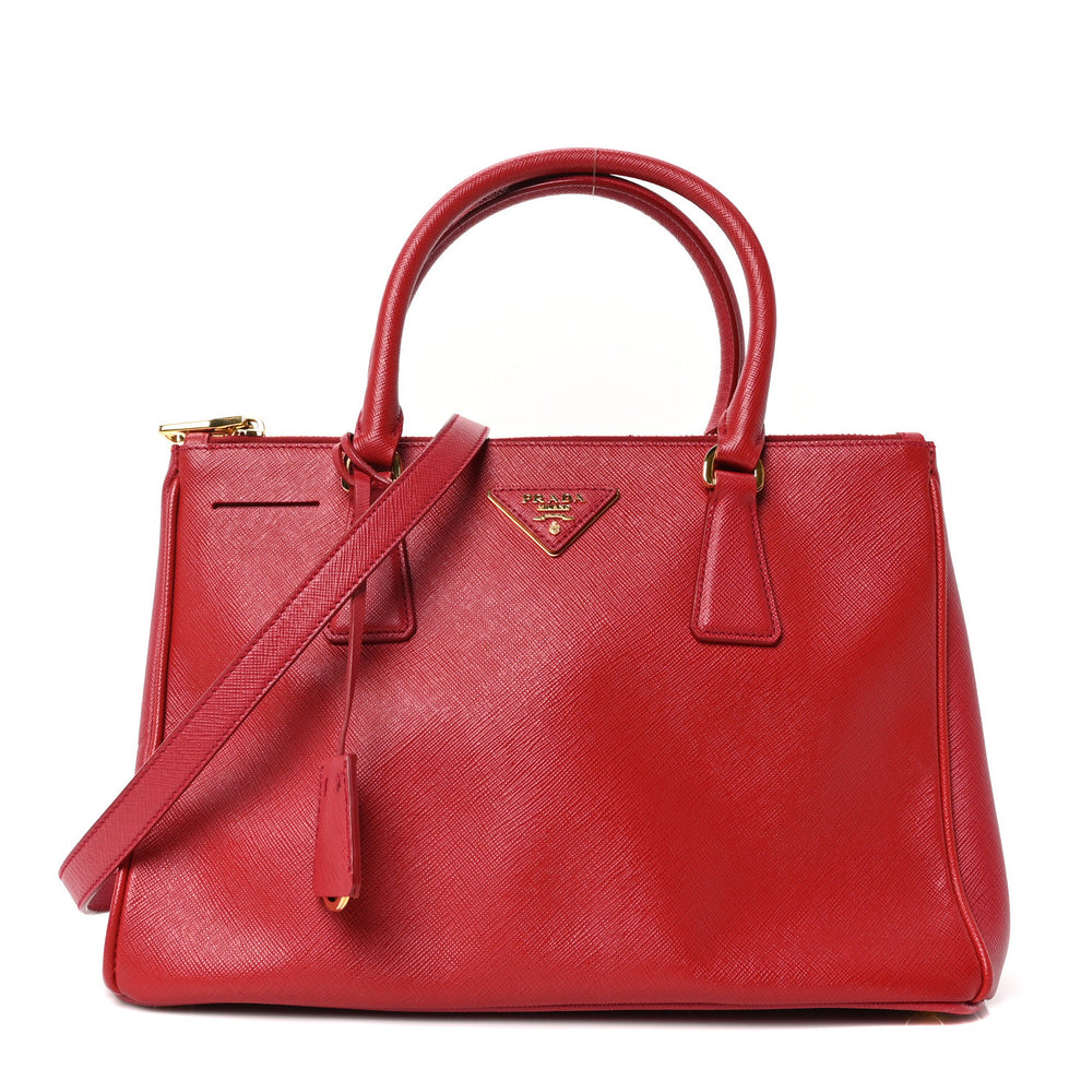 Saffiano Lux Small Galleria Double Zip Tote Fuoco