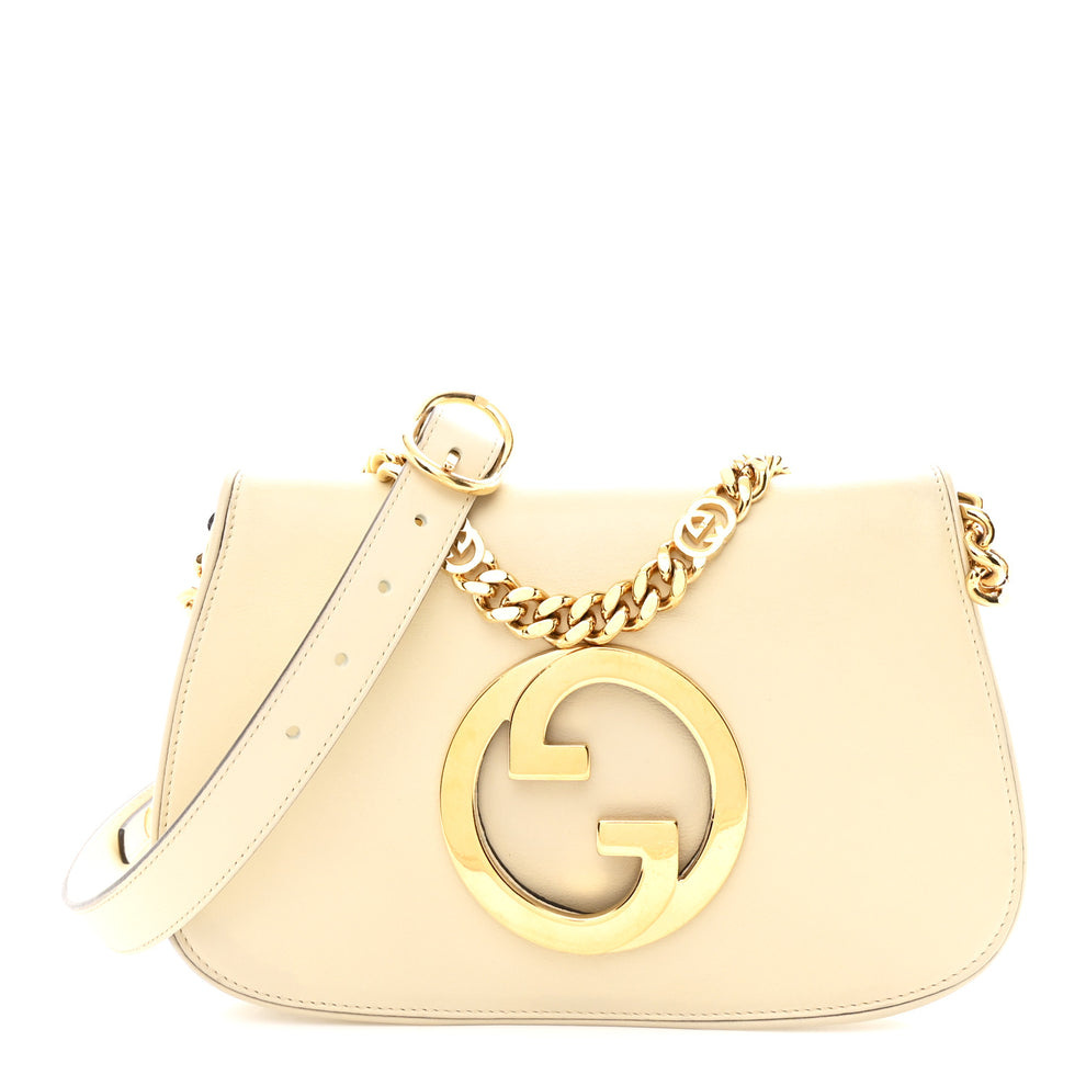 Roxy Calfskin Blondie Chain Shoulder Flap Bag Mystic White