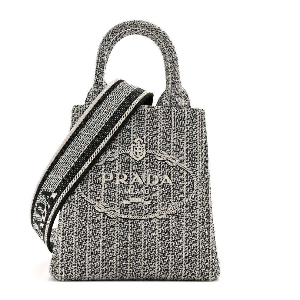 Jacquard Logo Ricamo Embroidered Small Tote Black Talco