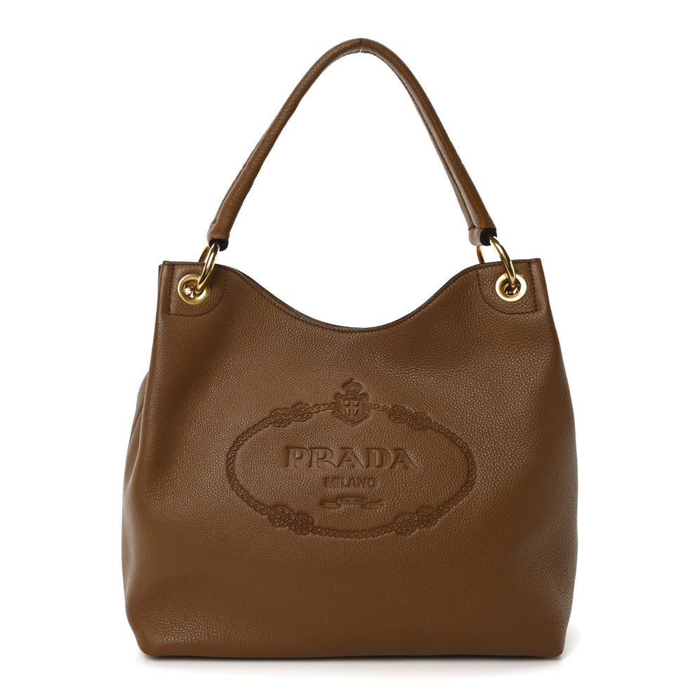 Vitello Phenix Embossed Logo Hobo Cannella