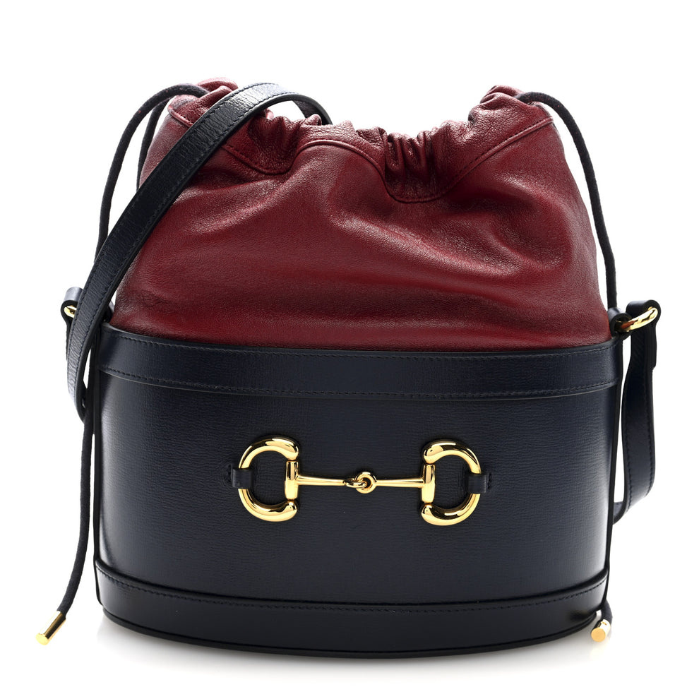 Azalea Sakai Be Green Calfskin Horsebit 1955 Drawstring Bucket Bag Blue New Cherry Red