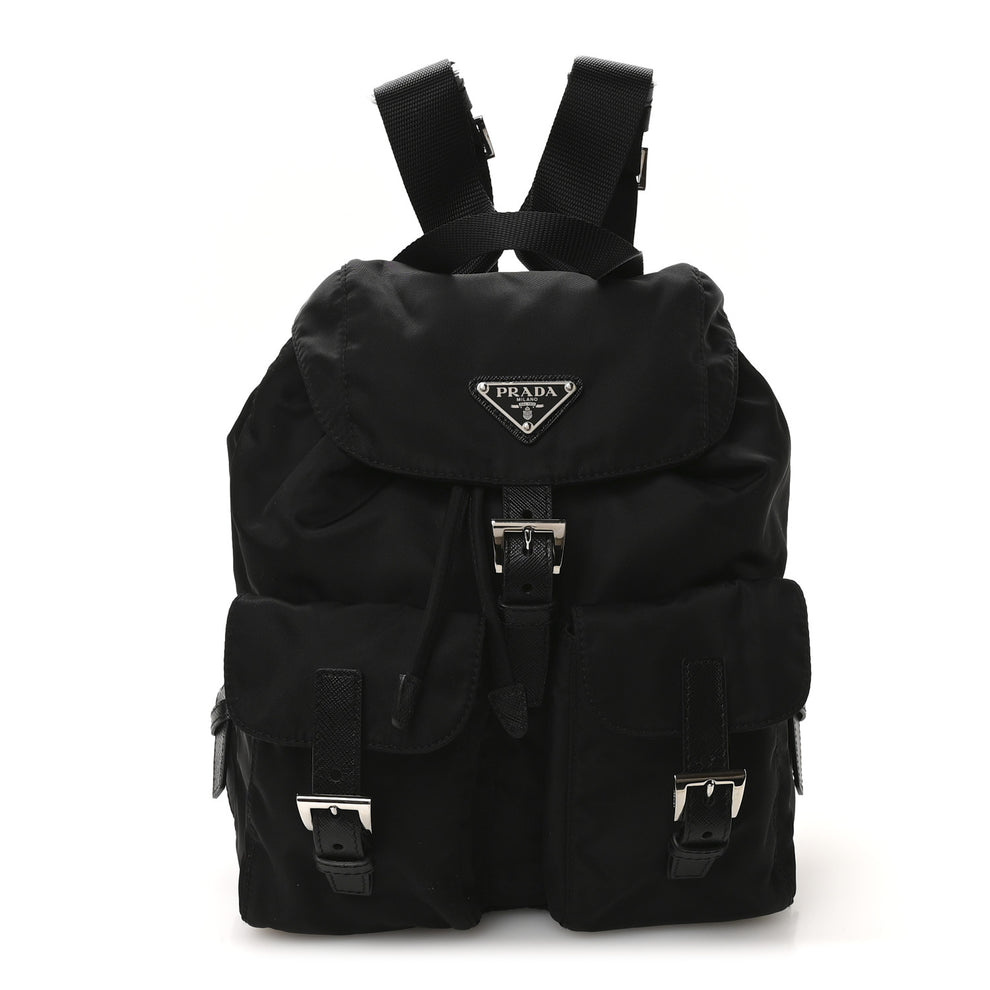 Tessuto Nylon Saffiano Small Backpack Black
