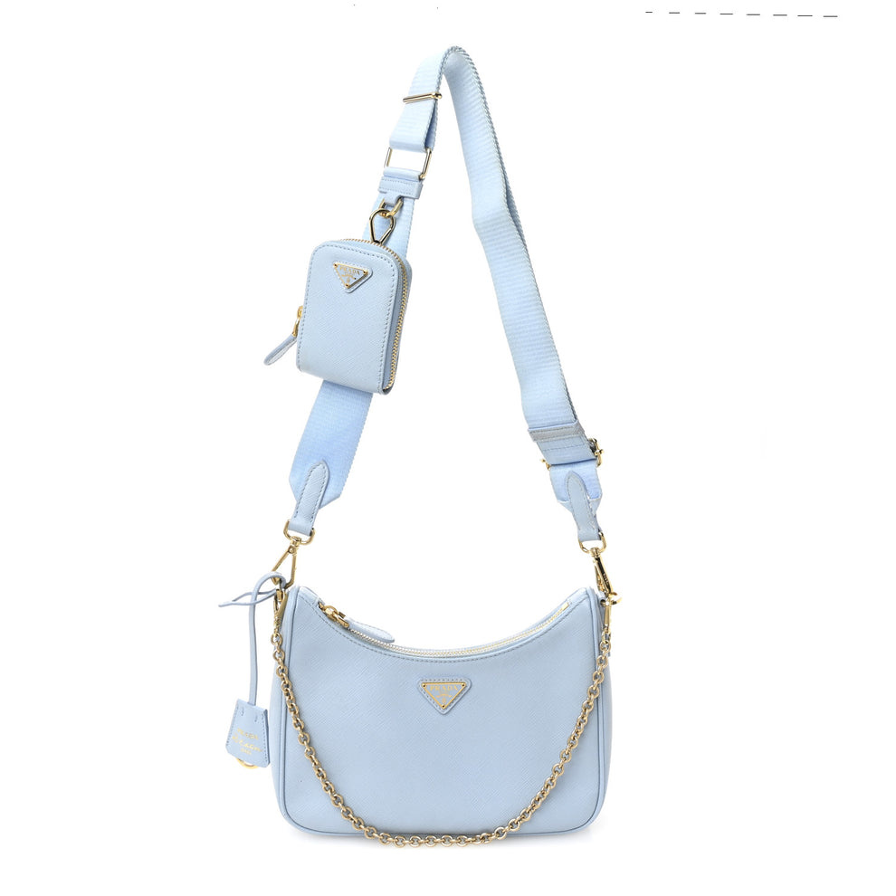 Saffiano Re-Edition 2005 Shoulder Bag Celeste