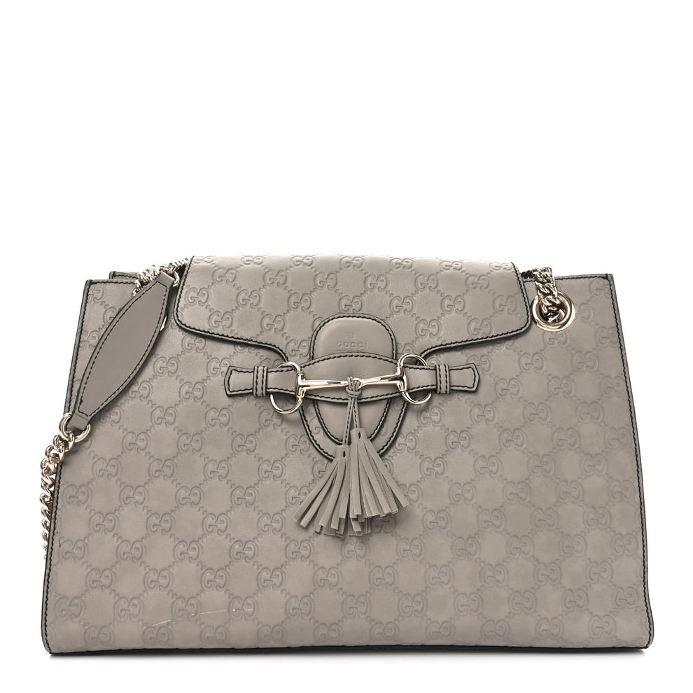 Soft Guccissima Large Emily Chain Shoulder Bag Storm Grey