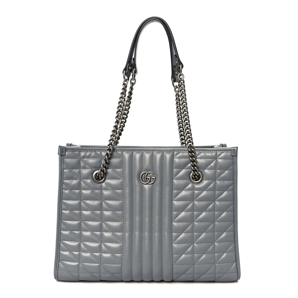 Calfskin Matelasse Aria Medium GG Marmont Shoulder Tote Deep Grey