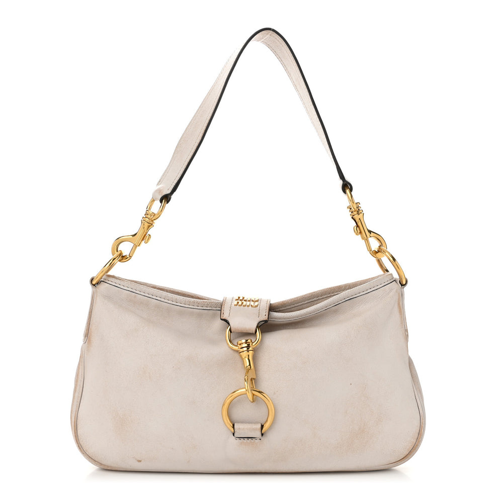 Nappa Old Hook Shoulder Bag Sabbia White