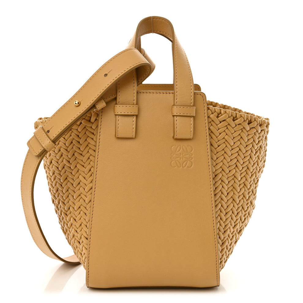 Calfskin Woven Compact Hammock Shoulder Bag Sahara