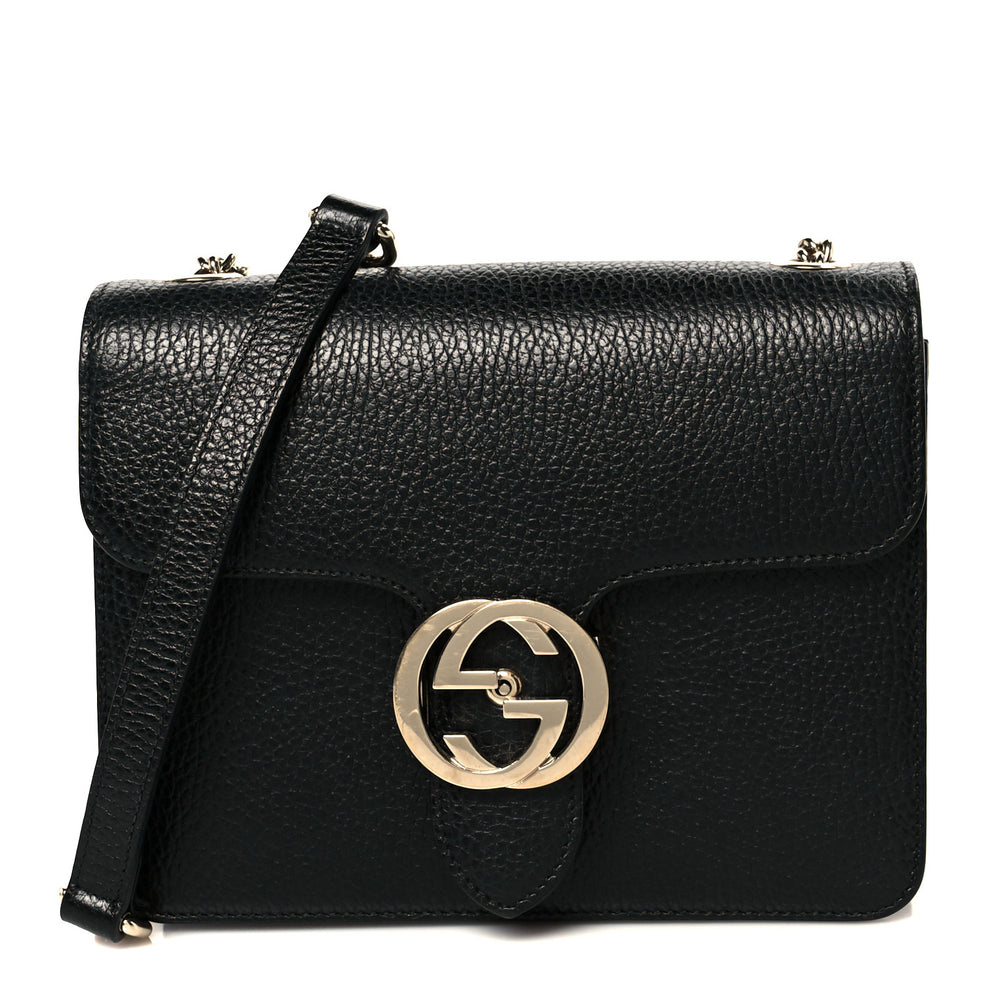 Dollar Calfskin Small Interlocking G Shoulder Bag Black