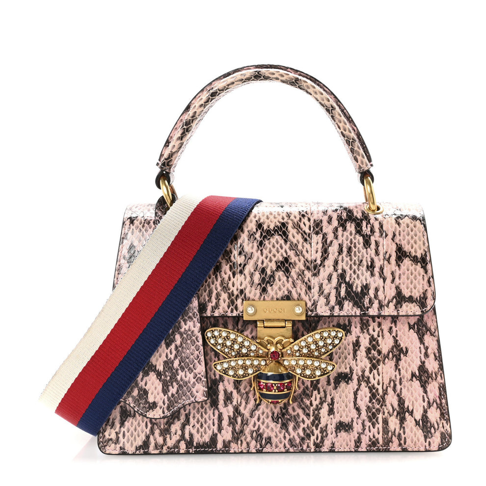 Snakeskin Sylvie Web Small Queen Margaret Top Handle Bag Pink