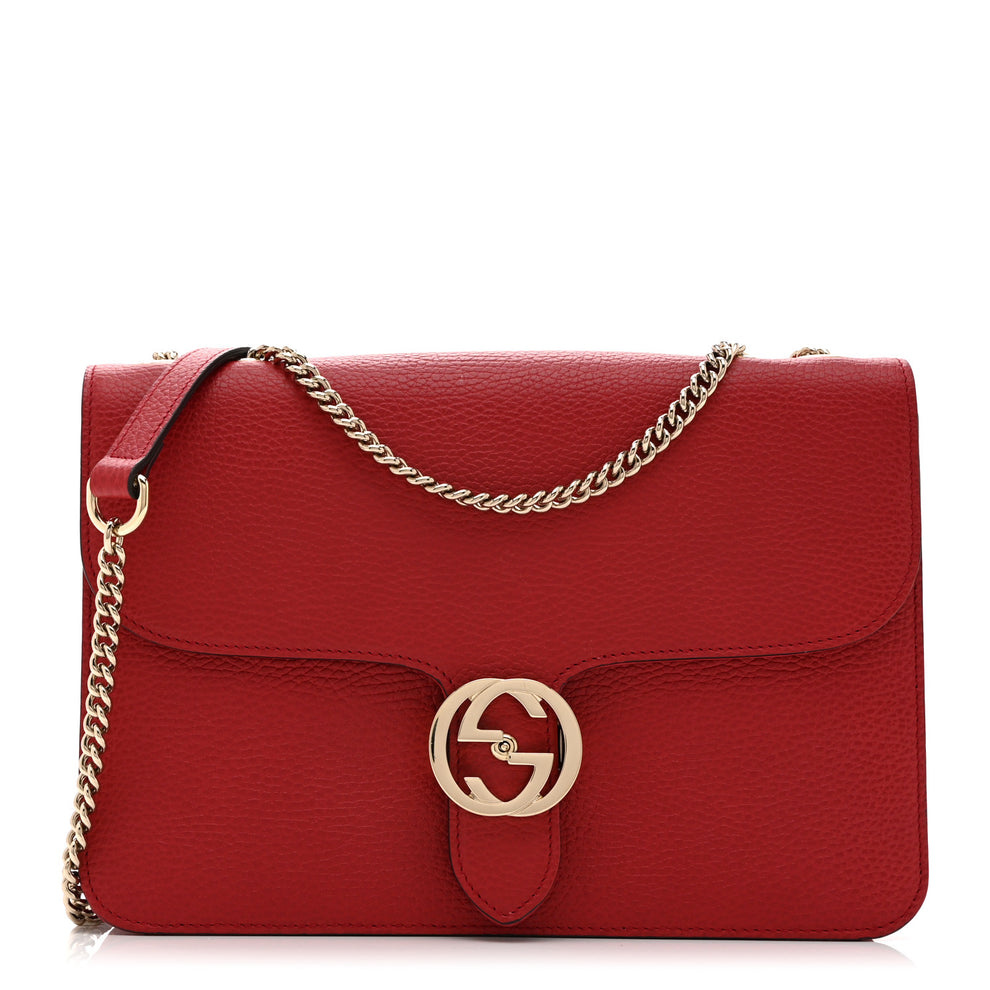 Dollar Calfskin Interlocking G Shoulder Bag Red