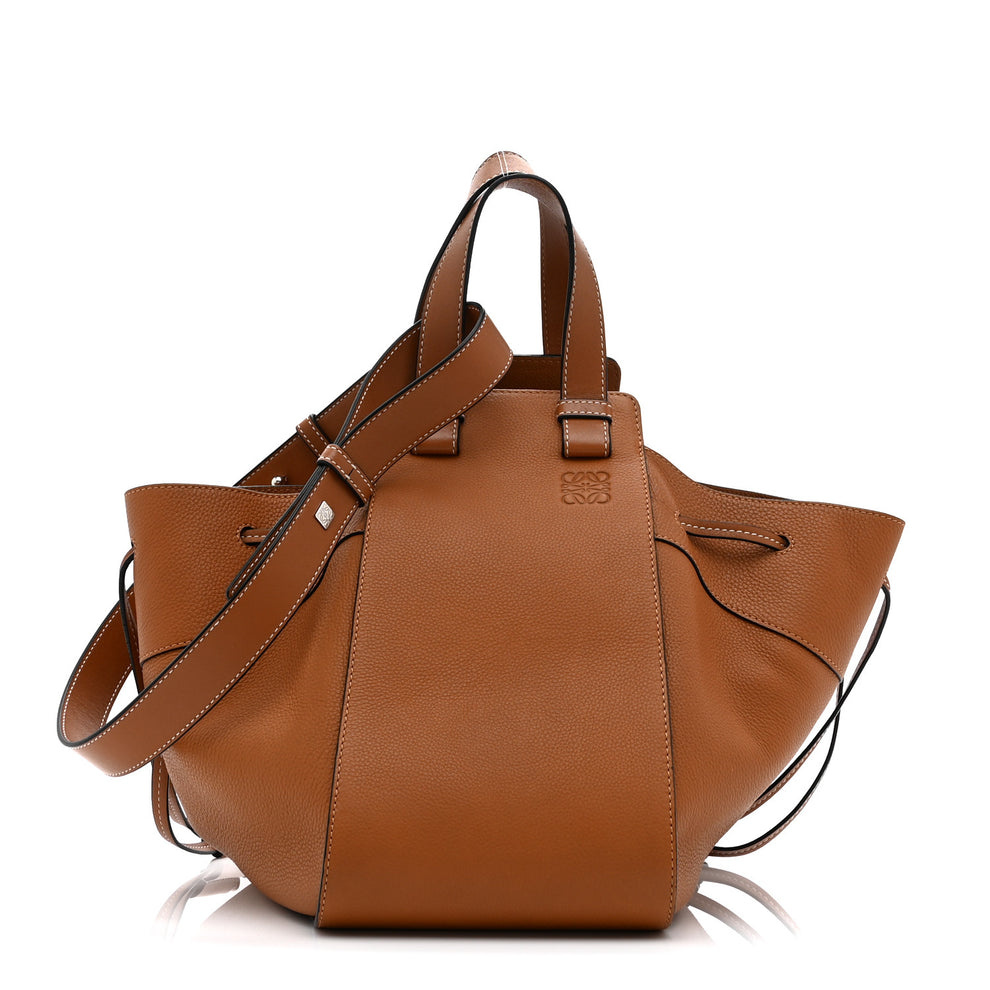 Grained Calfskin Small Hammock Shoulder Bag Tan
