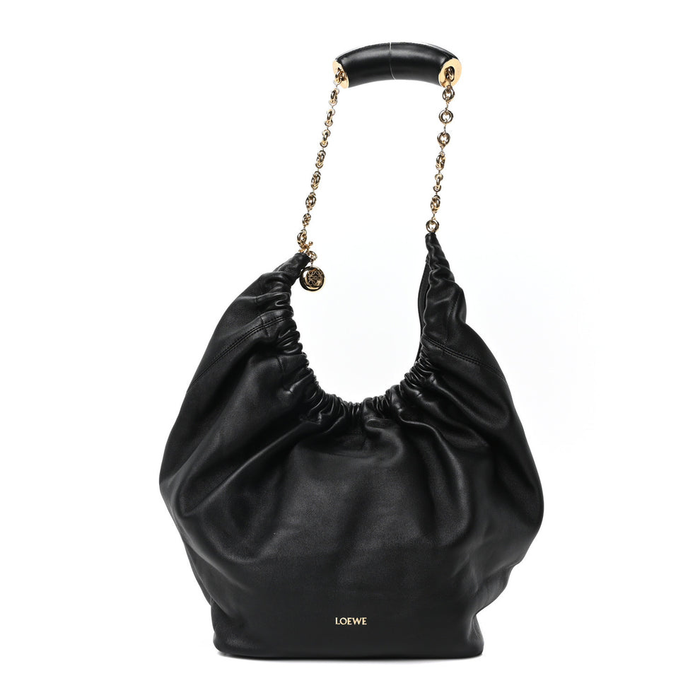 Buttery Nappa Lambskin Medium Squeeze Bag Black
